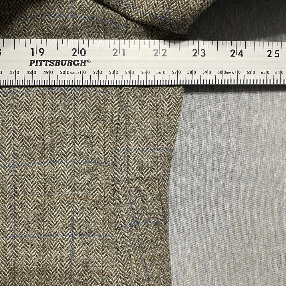 Lauren Ralph Lauren Mens Sport Coat Wool 42R Brown Herringbone Windowpane Preppy